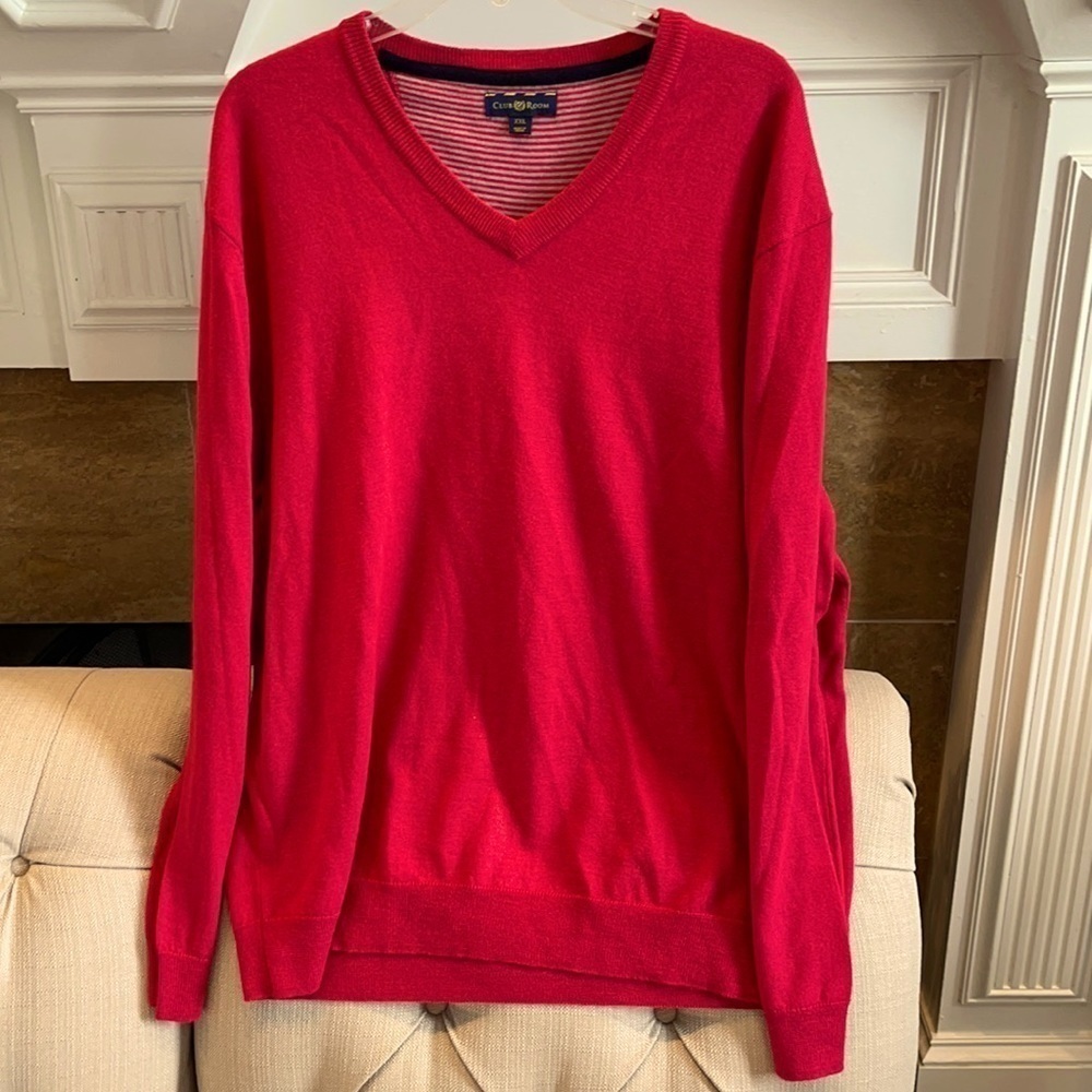 𝅺men’s Club Room Red Merino Wool Blend Sweater